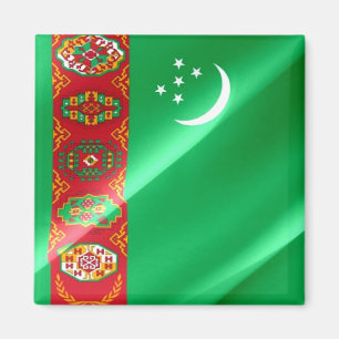 zTM002 waving Turkmen FLAG Turkmenistan, Kühlschra Magnet