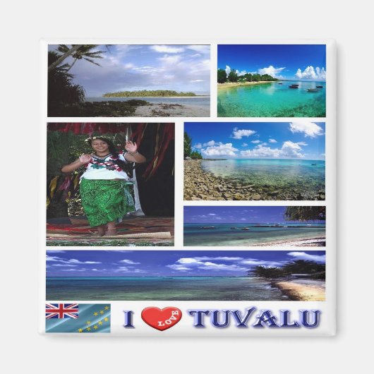 zTV003 TUVALU I LIEBE, Mosaik, Ozeanien, Kühlschra Magnet (Vorne)