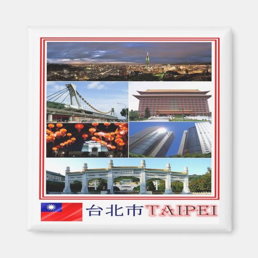 zTW009 TAIPEI, Mosaik, Taiwan Formosa, Kühlschrank Magnet (Vorne)