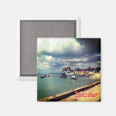 zTZ007 ZANZIBAR, Fähre angedockt, Tansania, Kühlsc Magnet (Vorderseite/Rückseite)