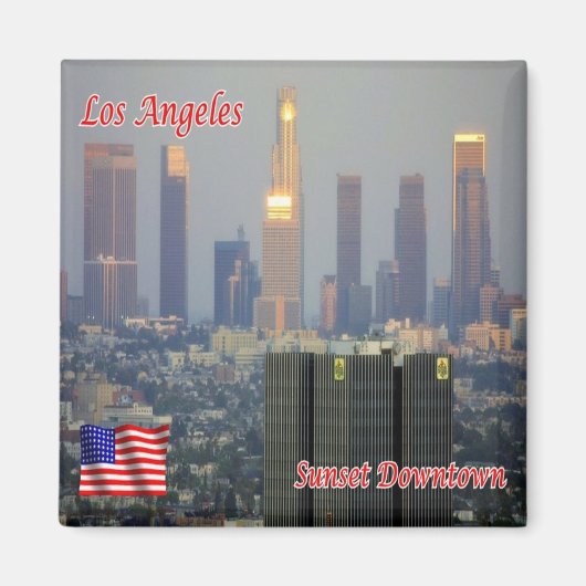zU166 LOS ANGELES, Sunset, Downtown, Kühlschrank Magnet (Vorne)