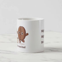 Zu aufgeregte Kaffeebohnen-Figur