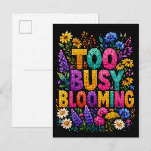 Zu beschäftigt mit blühendem geometrischen Design Postkarte