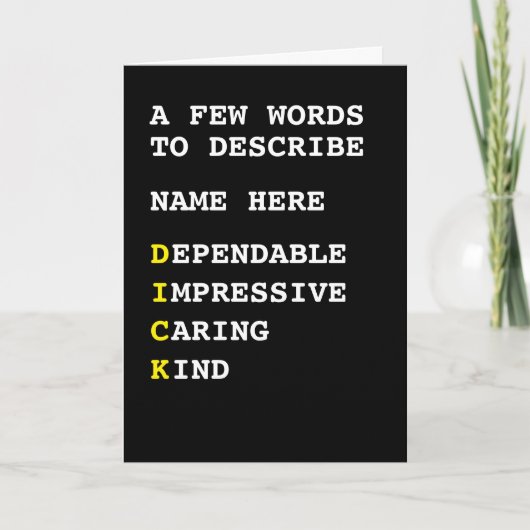 Zu beschreibende personalisierte Wörter Karte (Vorderseite)