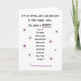 Zu Broke für Geschenke Grußkarte Karte