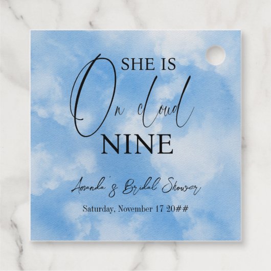 zu Cloud Nine 9 Calligraphy Blue Brautparty Geschenkanhänger (Rückseite)