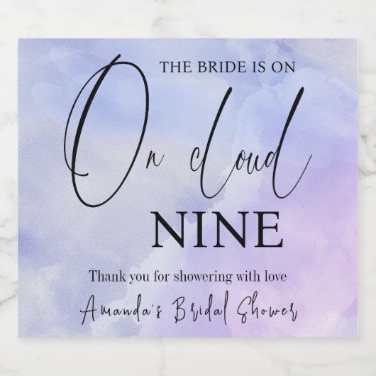 zu Cloud Nine 9 Calligraphy Blue Brautparty Schaumweinetikett (Einzelnes Label)
