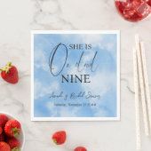 zu Cloud Nine 9 Calligraphy Blue Brautparty Serviette (Beispiel)