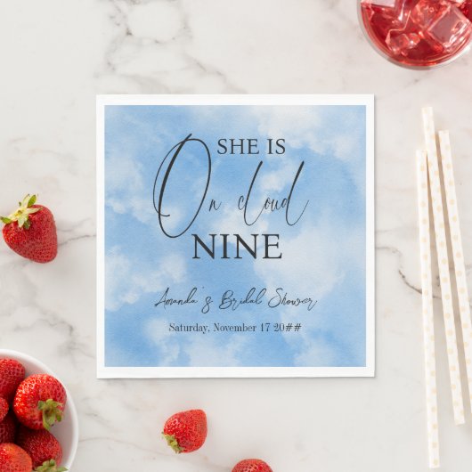 zu Cloud Nine 9 Calligraphy Blue Brautparty Serviette (Beispiel)