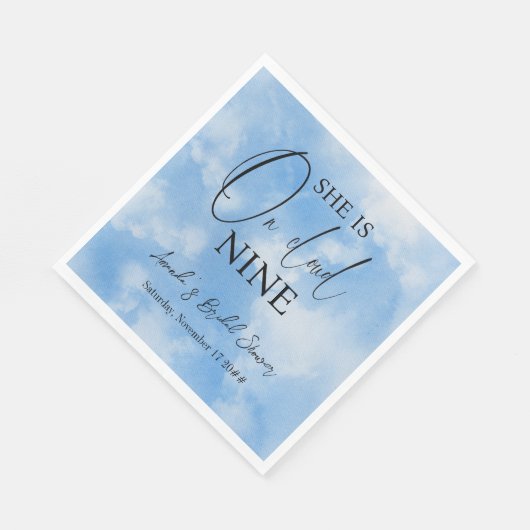zu Cloud Nine 9 Calligraphy Blue Brautparty Serviette (Ecke)