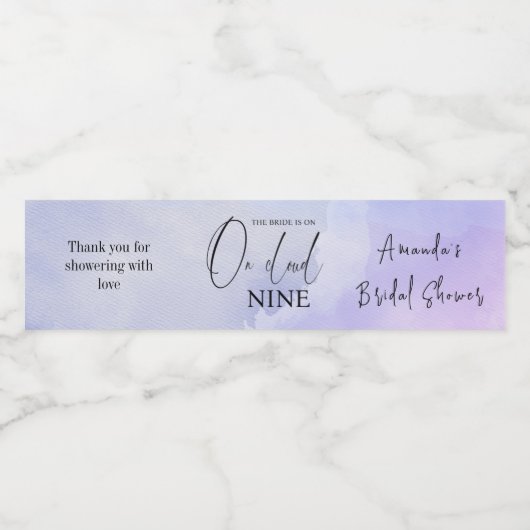 zu Cloud Nine 9 Calligraphy Blue Brautparty Wasserflaschenetikett (Einzelnes Label)