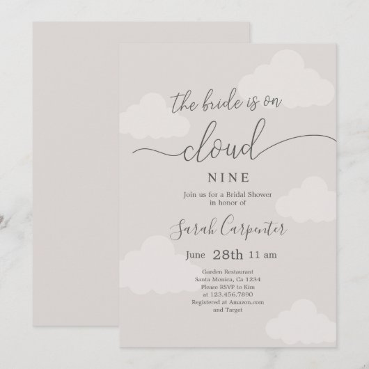 zu Cloud Nine Brautparty Einladung (Vorne/Hinten)