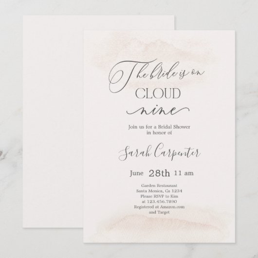 zu Cloud Nine Brautparty Einladung (Vorne/Hinten)