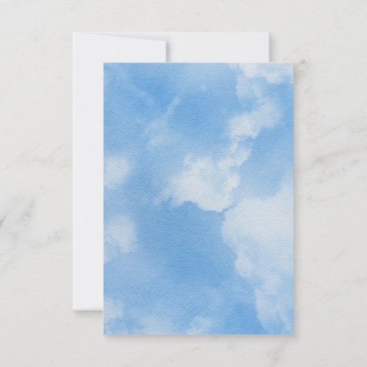 zu Cloud Nine Calligraphy Blue Brautparty Vielen D Dankeskarte (Rückseite)