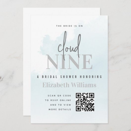 zu Cloud Nine - Modernes Brautparty - QR-Code-UAwg Einladung (Vorne/Hinten)