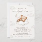zu Cloud Nine Teddy Bear Gender Reveal Party Einladung (Vorderseite)