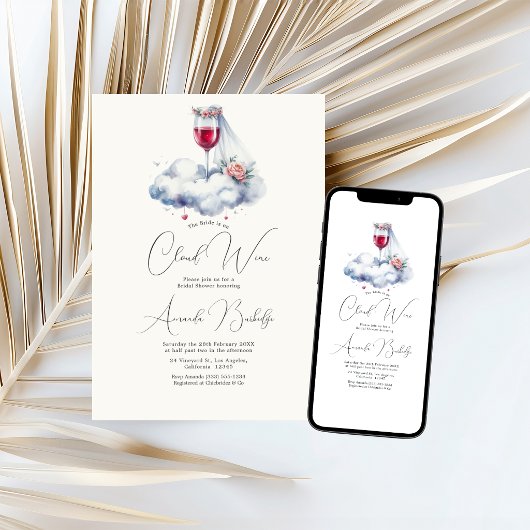 Zu Cloud Wine Brautparty Einladung