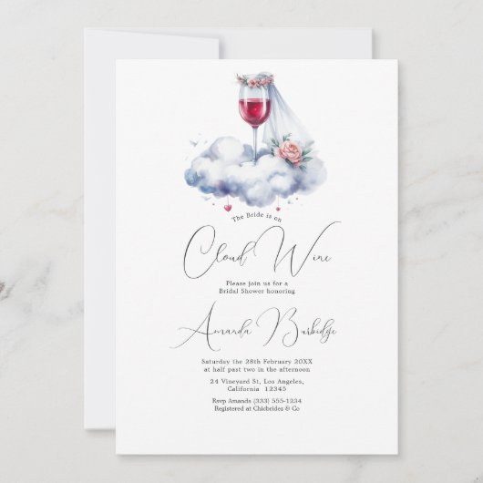 Zu Cloud Wine Brautparty Einladung (Vorderseite)