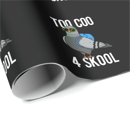 Zu Coo 4 Skool Funny Coole Taube Pun Dark BG Geschenkpapier (Rolleneckpunkt)