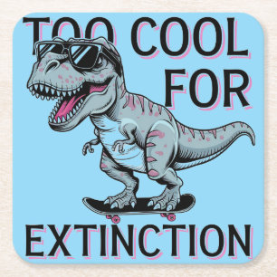 Zu Cool für das Aussterben T-Rex Skater - Funny Di Rechteckiger Pappuntersetzer