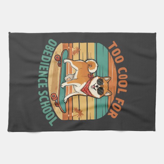Zu cool für die Hundeschule Skateboard Geschirrtuch (Horizontal)