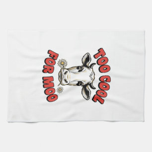 Zu cool für Moo Lustiges Kuh Vintage-Shirt-Design_ Geschirrtuch