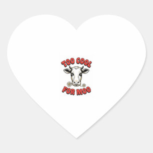 Zu cool für Moo Lustiges Kuh Vintage-Shirt-Design_ Herz-Aufkleber