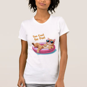Zu cool für Pool – Lustige Katze schwimmt auf Pool T-Shirt