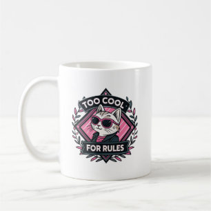 Zu cool für Regeln – Moderner Streetwear-Katzenbec Kaffeetasse
