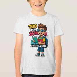 Zu Cool für School Cartoon Boy with Books - Funny Tri-Blend Shirt