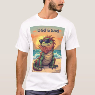 Zu Cool für Schule - Bartded Dragon Beach Cartoon T-Shirt