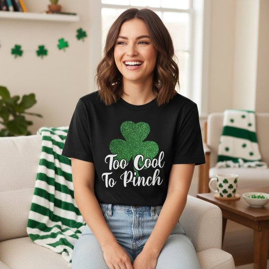 Zu Cool, um Glitzer Kleeblatt St Patricks Day zu d T-Shirt