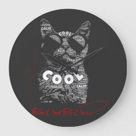 Zu cool, um Katzen-Typografie zu beachten Große Wanduhr