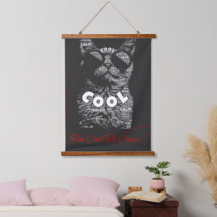 Zu cool, um Katzen-Typografie zu beachten Wandteppich Mit Holzrahmen