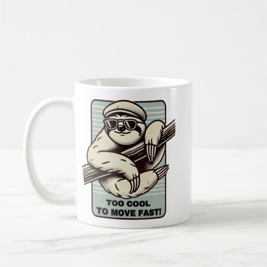 Zu Cool, um schnell zu bewegen! Retro Sloth Kaffeetasse (Links)