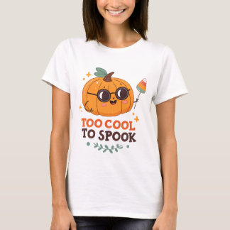 Zu cool zum Gruseln – Süßer Cartoon-Kürbis Hallowe T-Shirt