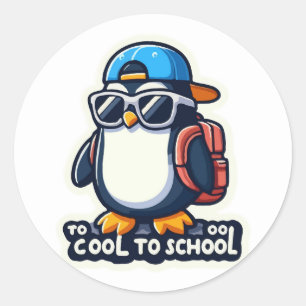 Zu Cool zur Schule: Stilvolle Pinguine zurück zur  Runder Aufkleber