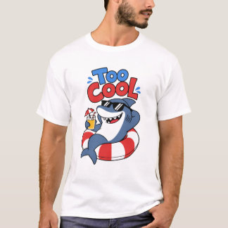 Zu cooler Sommerhai mit Sonnenbrille Cartoon T-Shirt