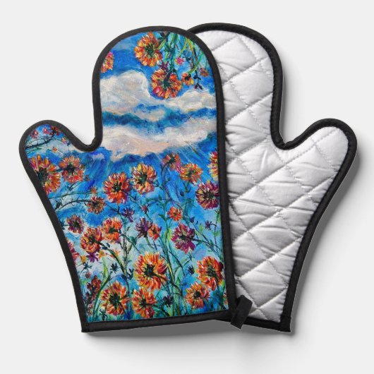 Zu den Bereichen der Blume Ofenhandschuh (Vorderseite/Rückseite)