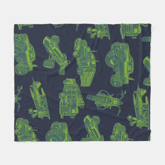 Zu den unterwegs "Blue & Green Moving Vehicles Boy Fleecedecke (Vorderseite (Horizontal))