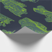 Zu den unterwegs "Blue & Green Moving Vehicles Boy Geschenkpapier (Ecke)