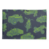 Zu den unterwegs "Blue & Green Moving Vehicles Boy Kissenbezug (Rückseite)