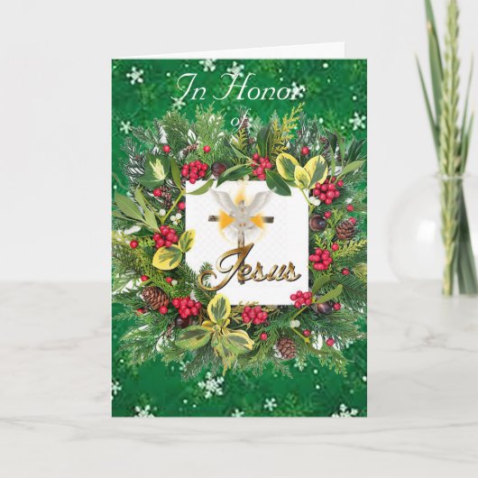 Zu Ehren Jesu Weihnachtskarte Feiertagskarte (Vorderseite)