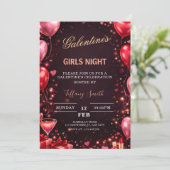zu einem Mädelsabend am Valentinstag Einladung (Stehend Vorderseite)