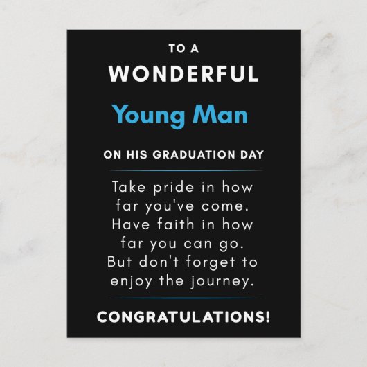 zu einem wunderbaren jungen Mann am Abschluss Postkarte (Vorderseite)