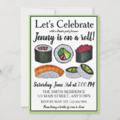 Zu einer (Sushi) Roll Gratulationen Feier Einladung (Vorderseite)