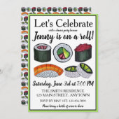 Zu einer (Sushi) Roll Gratulationen Feier Einladung (Vorne/Hinten)