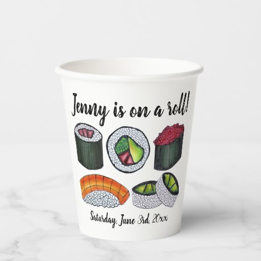 Zu einer (Sushi) Roll Gratulationen Feier Pappbecher (Vorderseite)