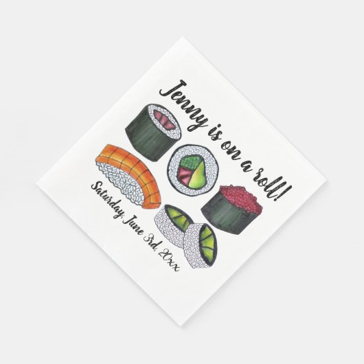 Zu einer (Sushi) Roll Gratulationen Feier Serviette (Ecke)