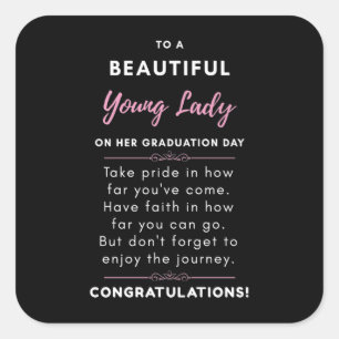 zu einer wunderschönen jungen Dame am Tag ihres Ab Quadratischer Aufkleber